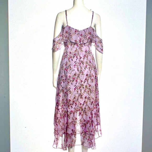 New without Tags! INTERMIX Emelia Lavender Floral Print Ruffle Dress S/4 - Picture 3 of 4